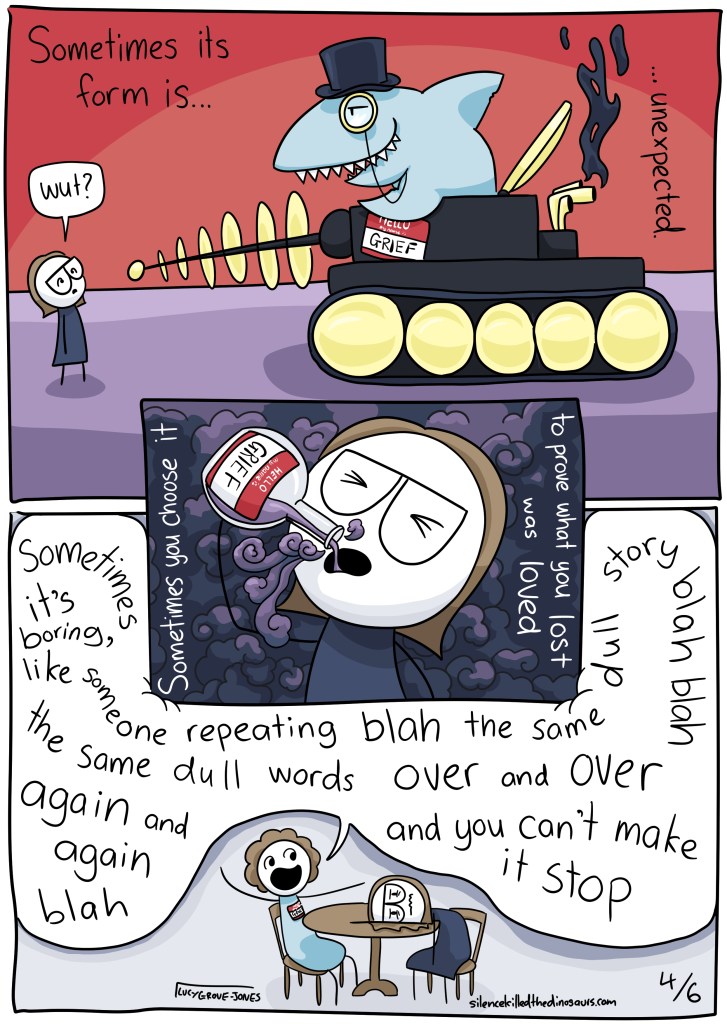 Test Reads: Sometimes it’s from is … unexpected. Sometimes you want it, to prove what you lost was real, to prove it was loved. Sometimes it is someone repeating the same boring stories, the same words, the same feelings you’ve sat through a thousand times before, over and over and over, and you can’t escape. 