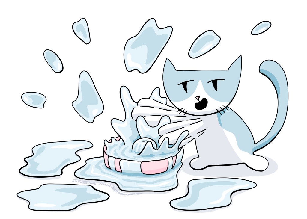 Cat makes really big splash in fountain