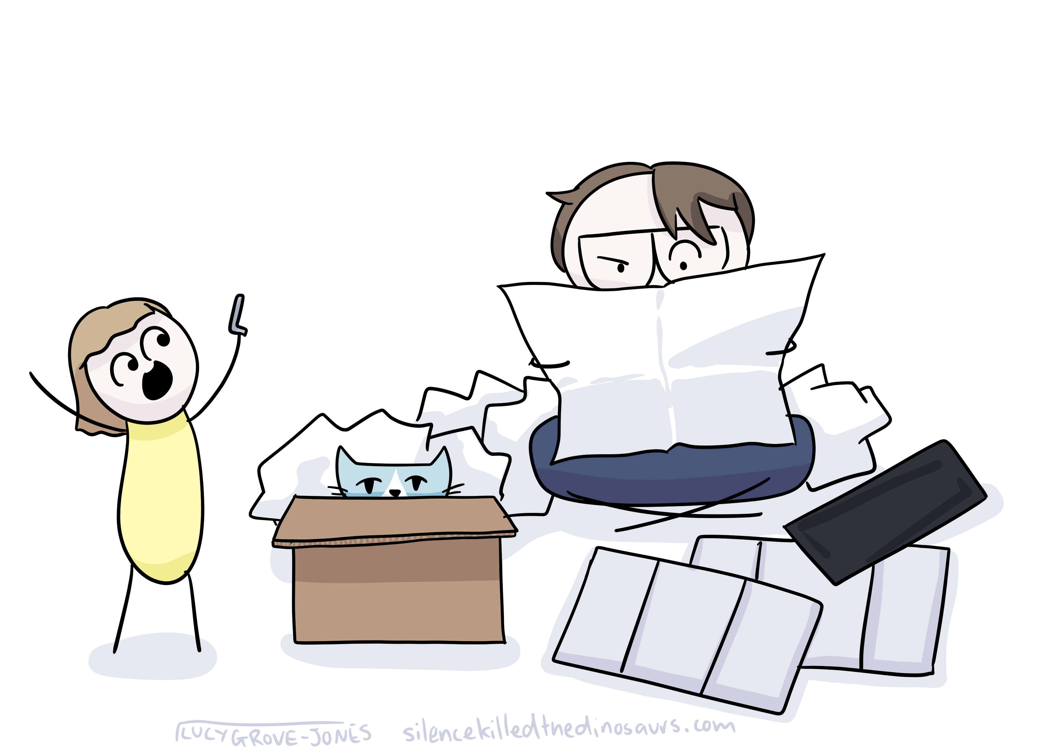 comic lucy attempts to build something flat packed